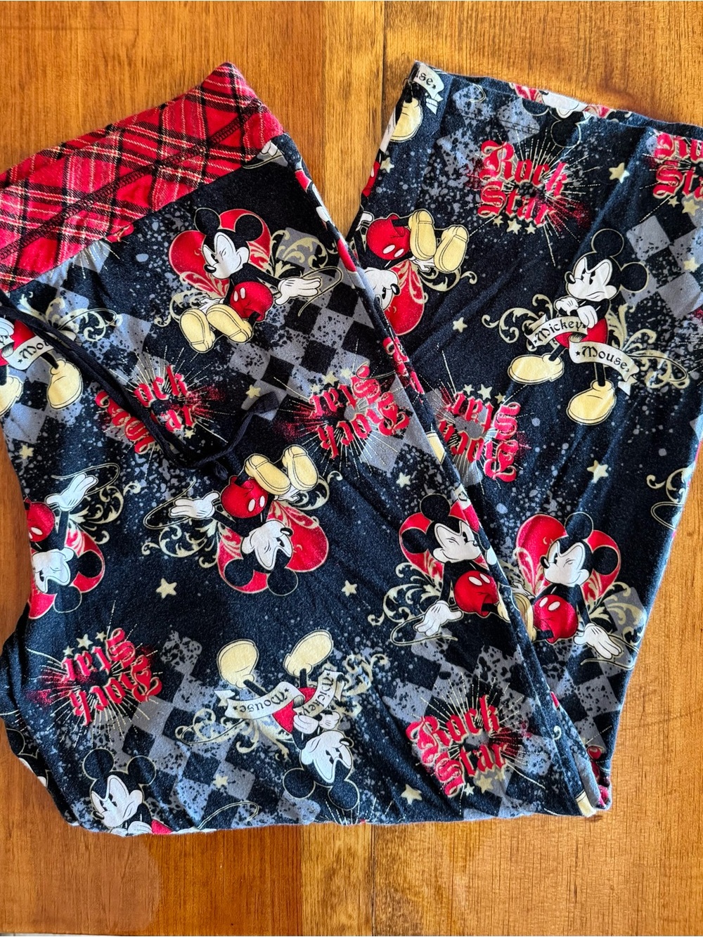 Disney Mickey Mouse XL Rock Star Black Pajama Pants 35” Waist  26” Inseam